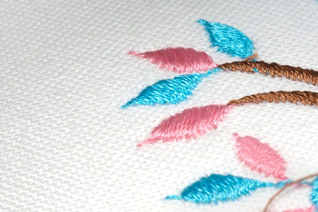 Macro close-up view of embroidery